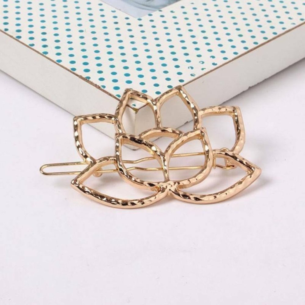 NWOT Gold Lotus Hair Pin - Picture 3 of 12